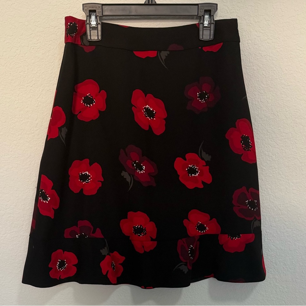 KATE SPADE Poppy Tiered Ruffle A-Line Skirt Black and Red Size 2 - Picture 3 of 12